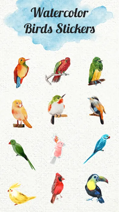 Watercolor Cute Birds Stickers سکرین شاٹس