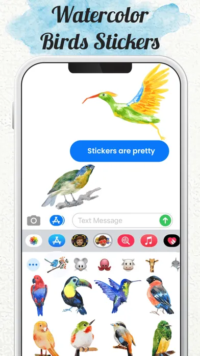 Watercolor Cute Birds Stickers سکرین شاٹس