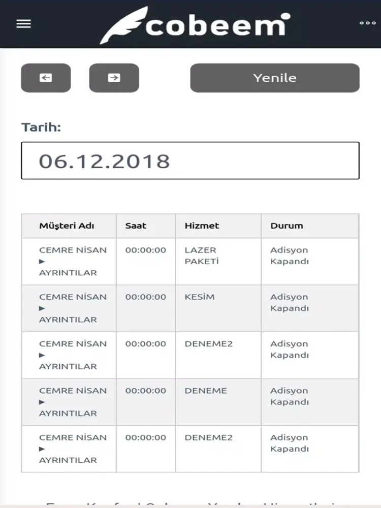 Tangkapan skrin Cobeem Personel Uygulaması iPad 
