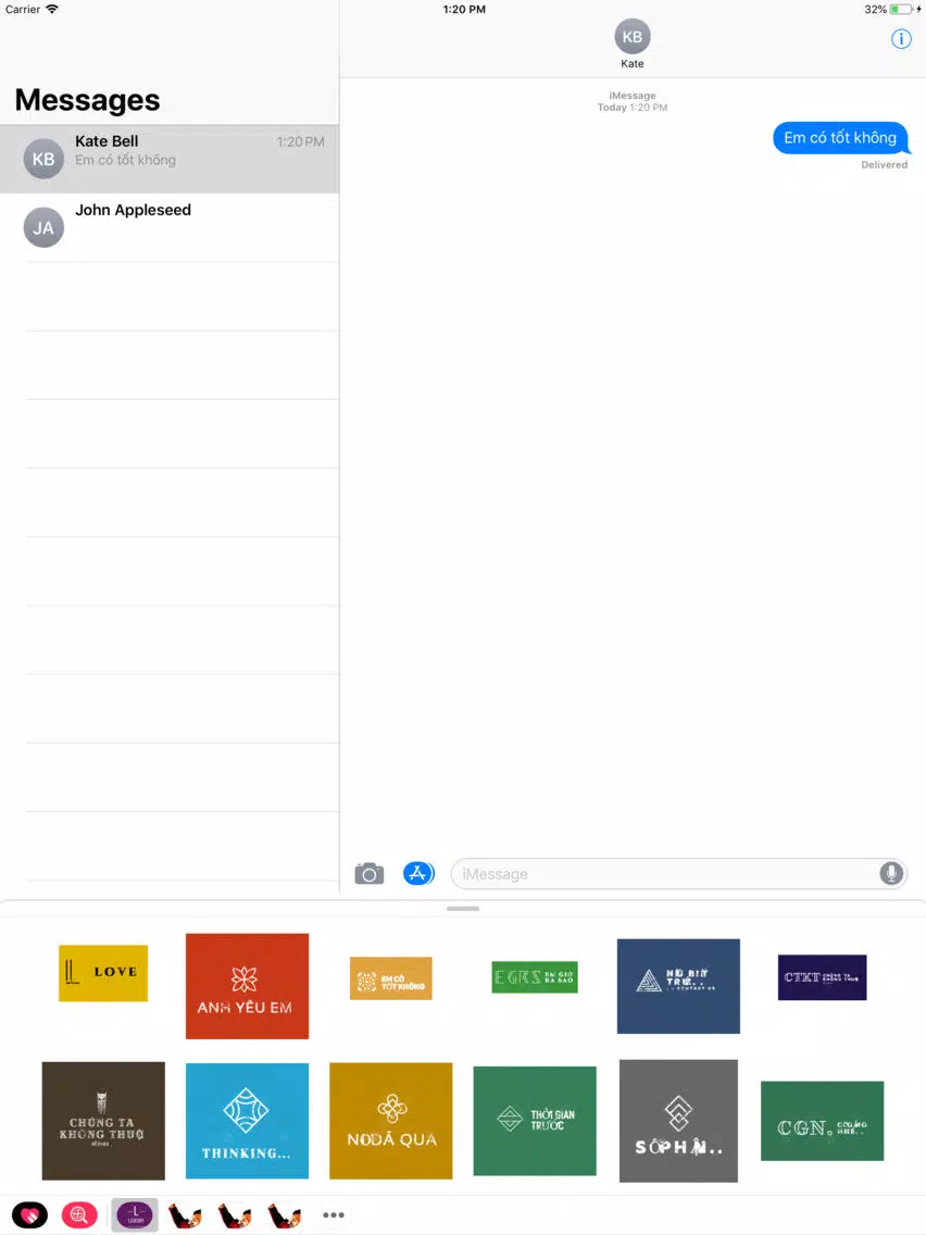 Tinh yeu noi Stickers iPad 應用截圖