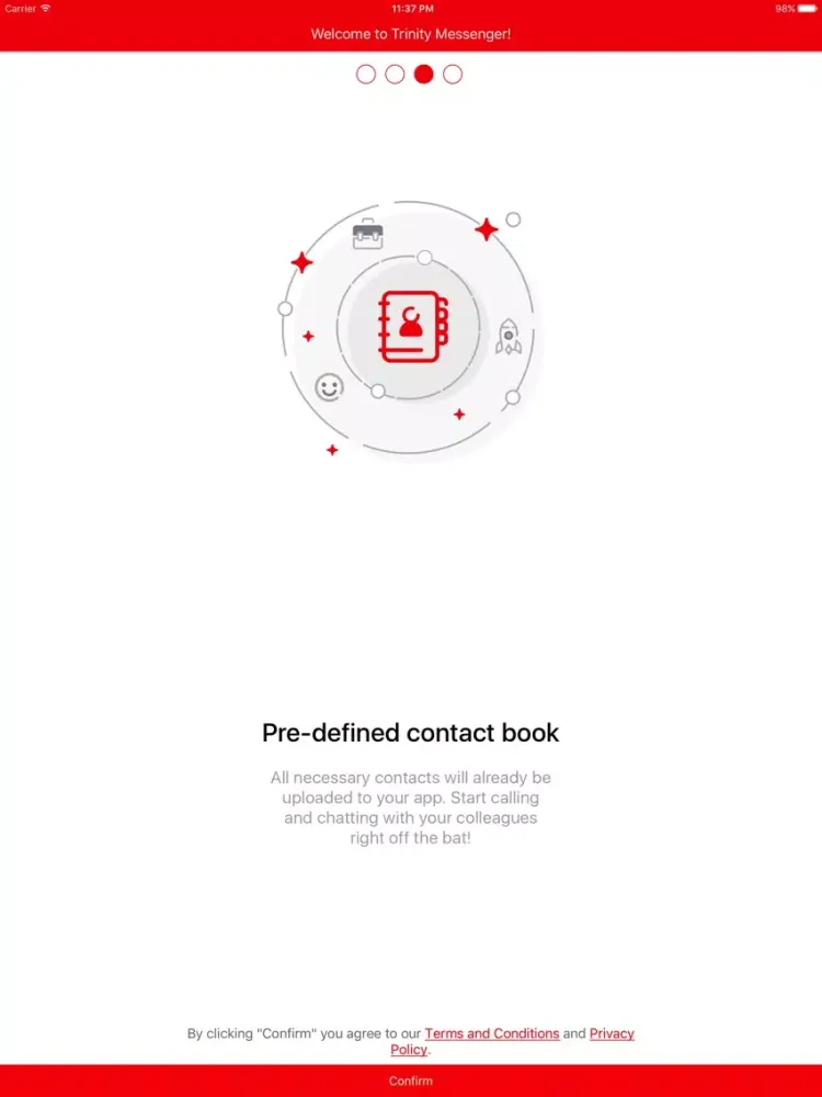 Ảnh chụp màn hình của Trinity Messenger iPad 
