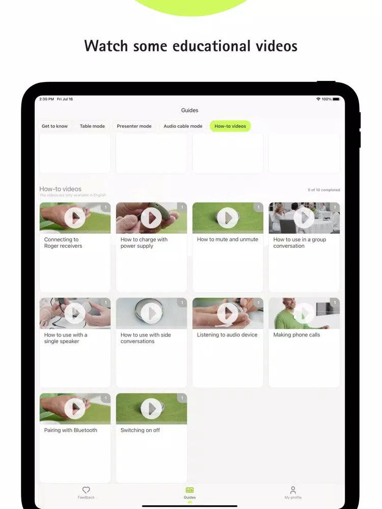 Screenshot di myRogerCoach iPad 
