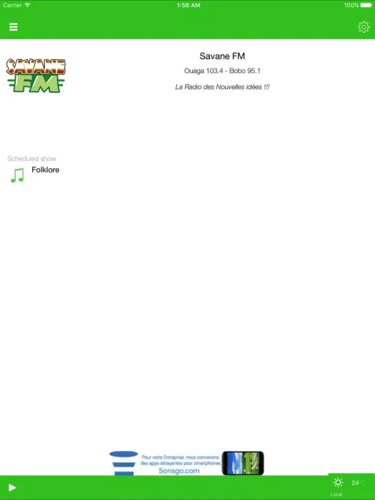Tangkapan skrin Savane FM Ouaga (Officielle) iPad 