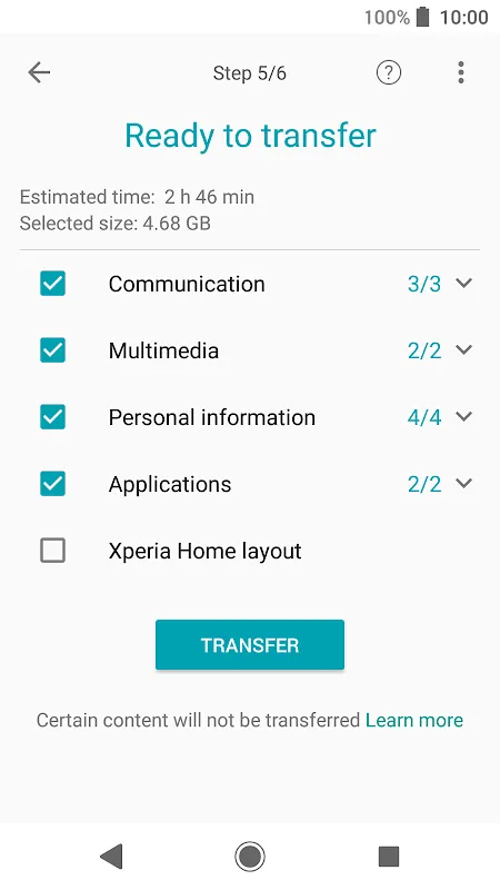 Xperia™ Transfer Mobile Screenshots