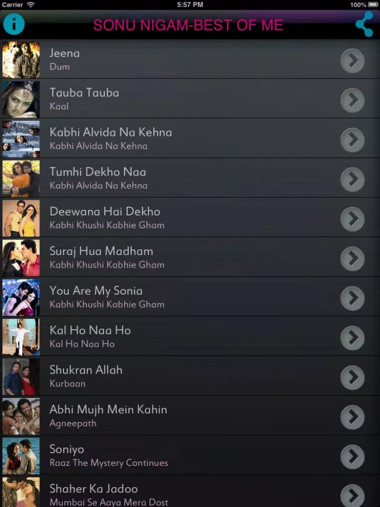 Zrzuty ekranu Sonu Nigam Best of Me iPad 