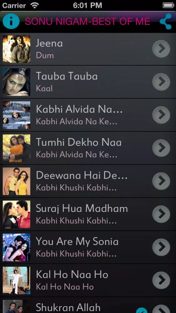 Zrzuty ekranu Sonu Nigam Best of Me