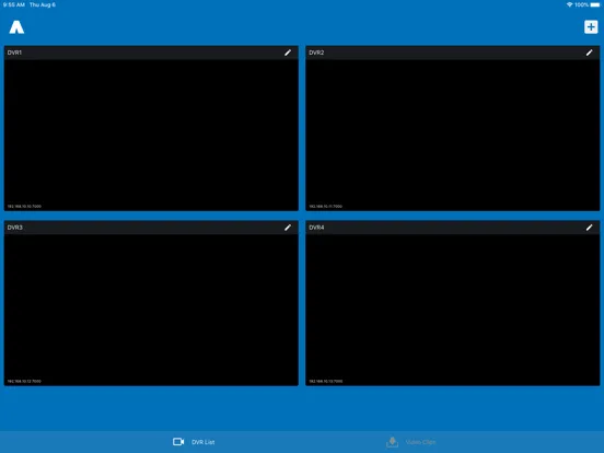 Tangkapan layar AVMS Mobile iPad 