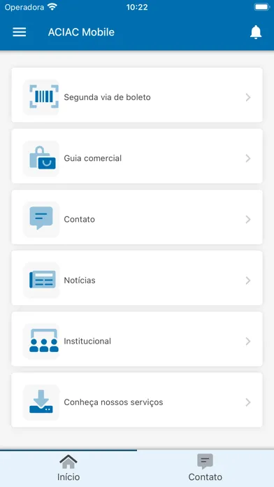 Capturas de tela do ACIAC Mobile