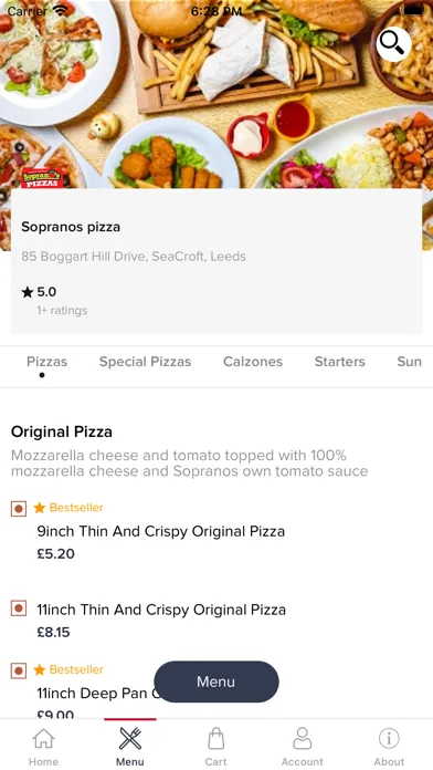 Tangkapan skrin Sopranos Pizza - Order Online