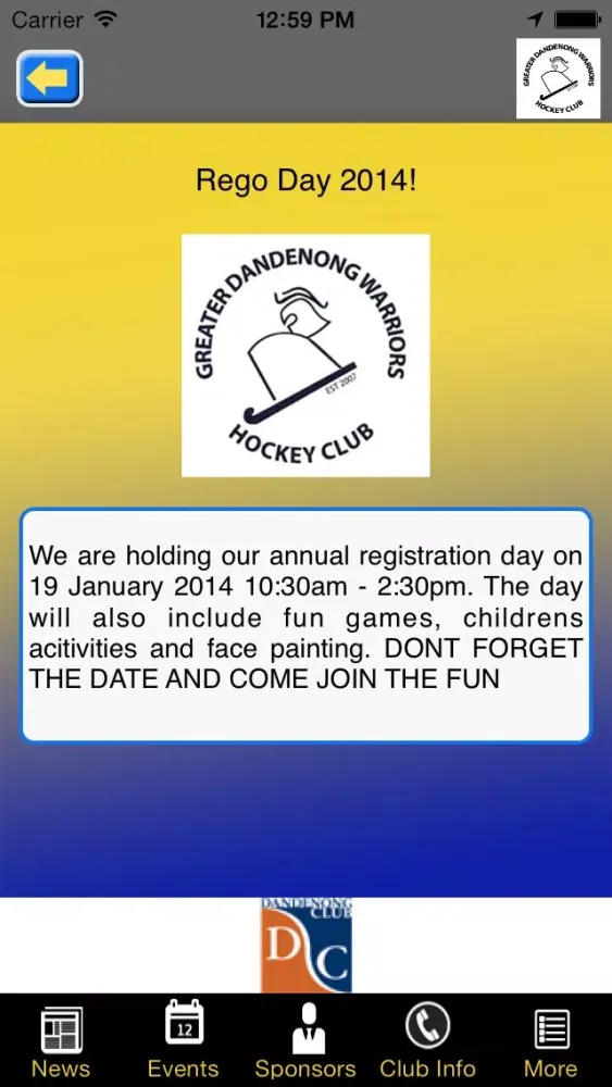 Greater Dandenong Warriors Hockey Club 스크린샷