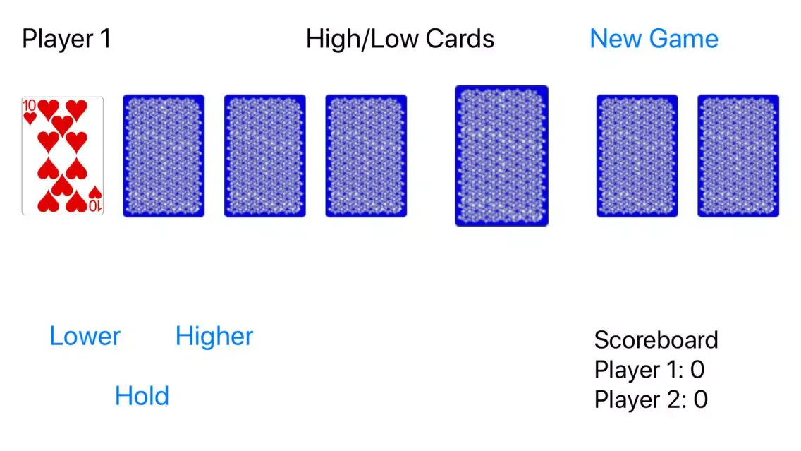 High Low Card Game Ekran Görüntüleri