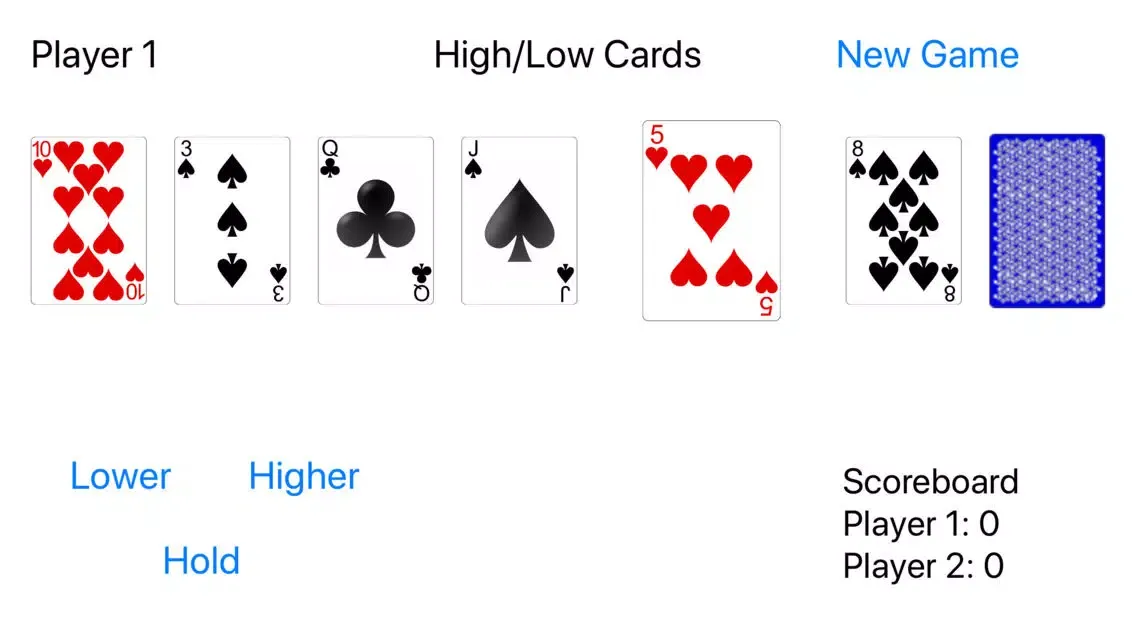 High Low Card Game Ekran Görüntüleri