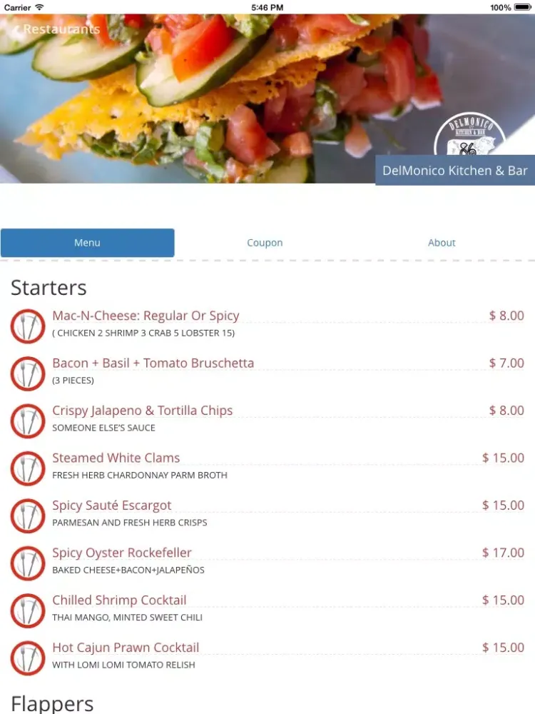 Capturas de tela do Menu.GU iPad 
