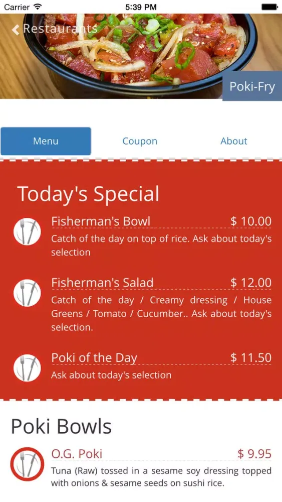Capturas de tela do Menu.GU