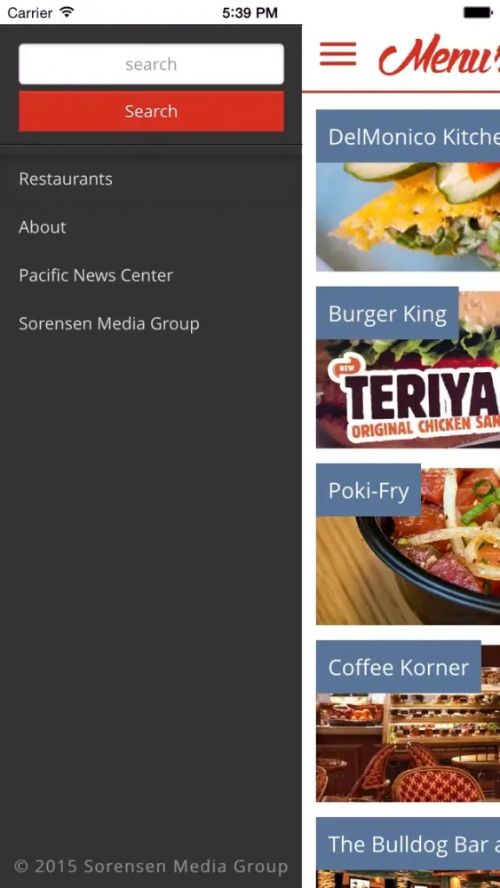 Capturas de tela do Menu.GU