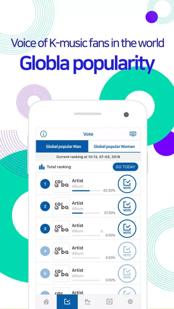 Captures d'écran de 2018 Soribada Awards VOTE