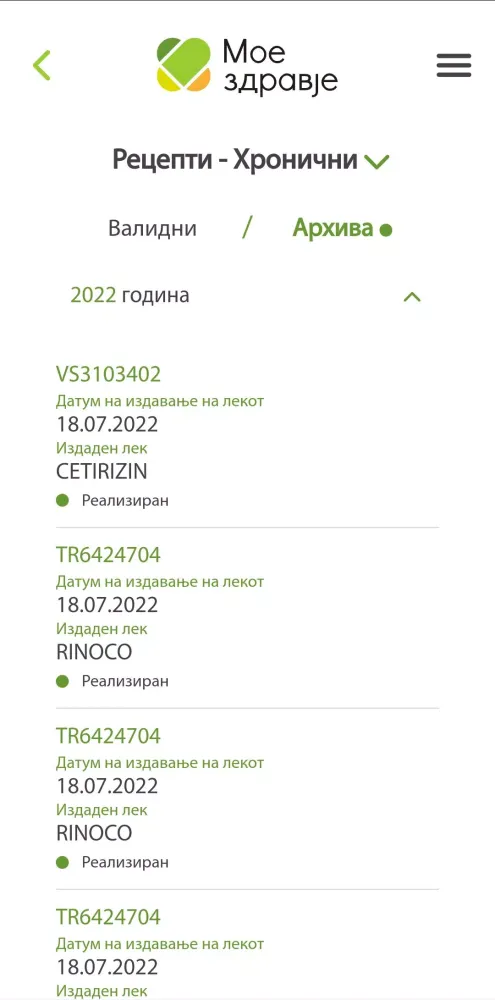 Zrzuty ekranu MoeZdravje