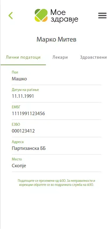 Zrzuty ekranu MoeZdravje