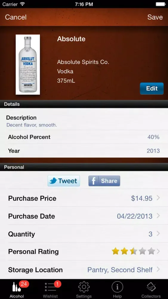 Alcohol Liquor Beer Collector应用截图
