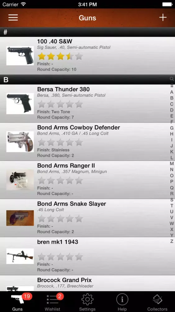 Capturas de tela do Gun Firearm Ammo Database
