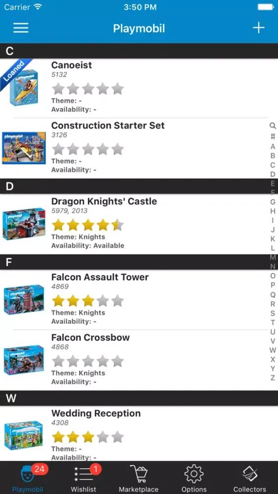 Zrzuty ekranu Playmobil Database Sets Organize Manage Inventory