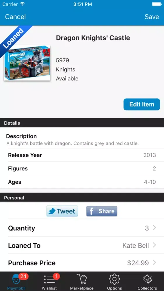 Zrzuty ekranu Playmobil Database Sets Organize Manage Inventory