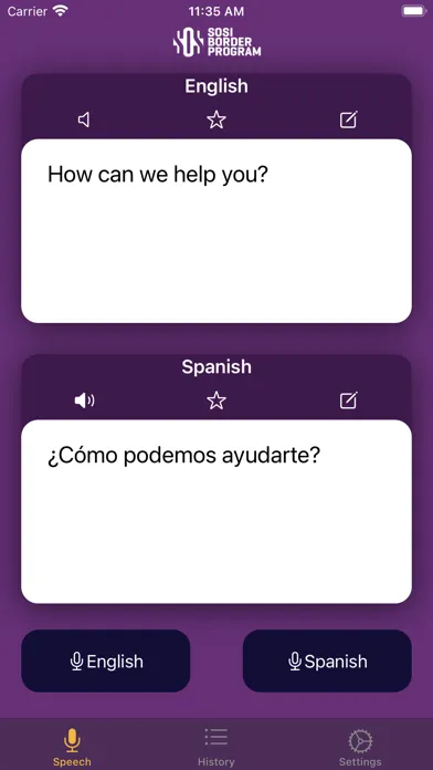 Zrzuty ekranu SOSi Border Translation App