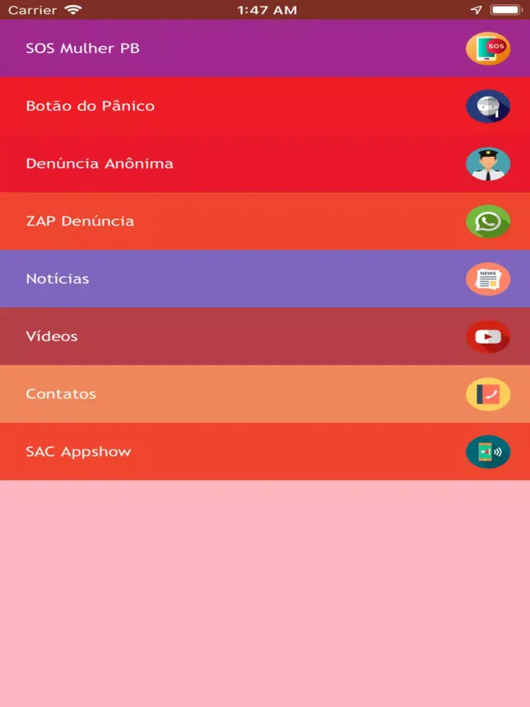 SOS Mulher PB iPad  Screenshots