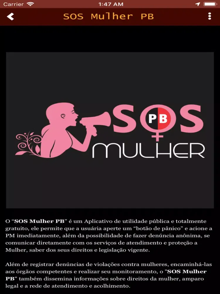 SOS Mulher PB iPad  Screenshots