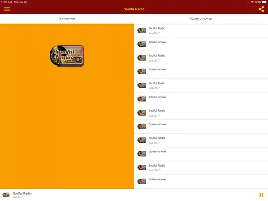 Tangkapan skrin Soulful Radio iPad 