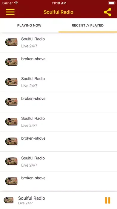 Tangkapan skrin Soulful Radio