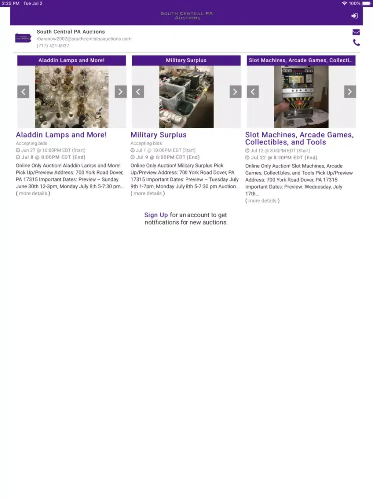 SCPA Auctions iPad  Screenshots