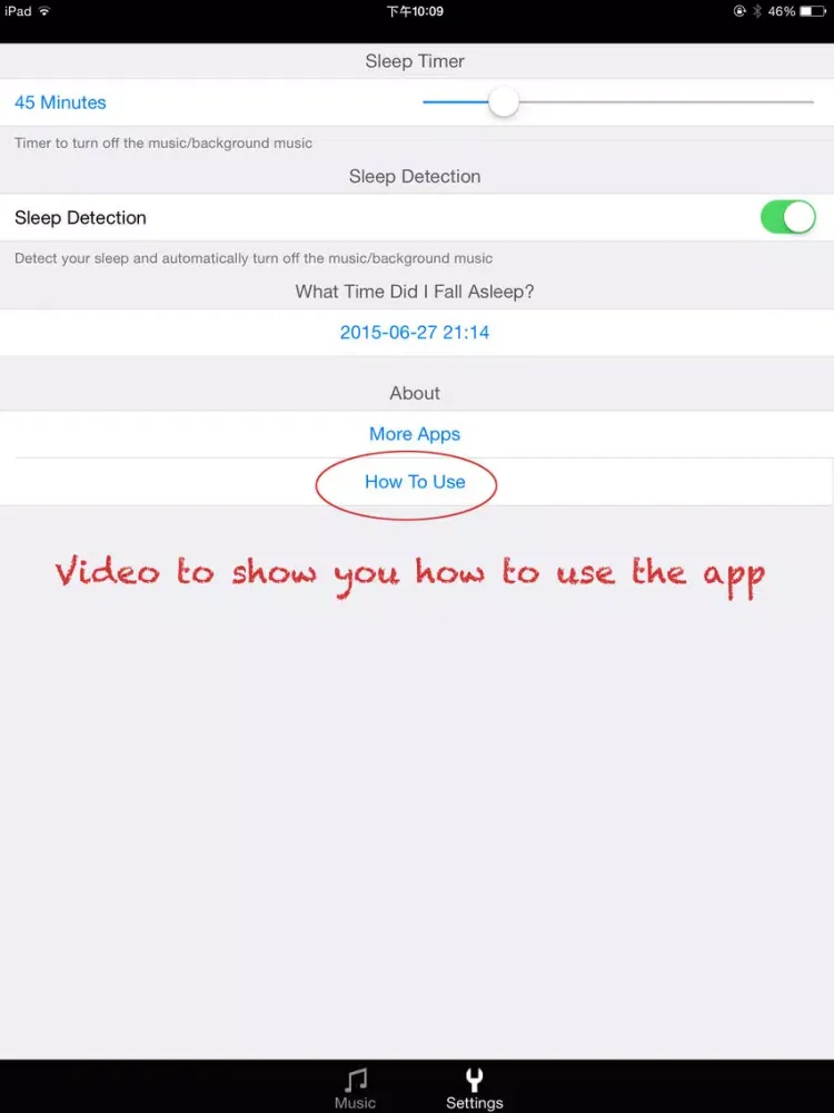 Sleep Detection Player Lite - Detect your sleep and turn off the background music iPad  سکرین شاٹس