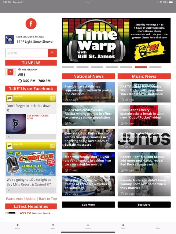Rock 101 FM iPad  Screenshots