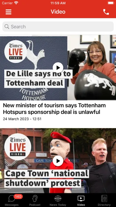 Capturas de tela do SowetanLive