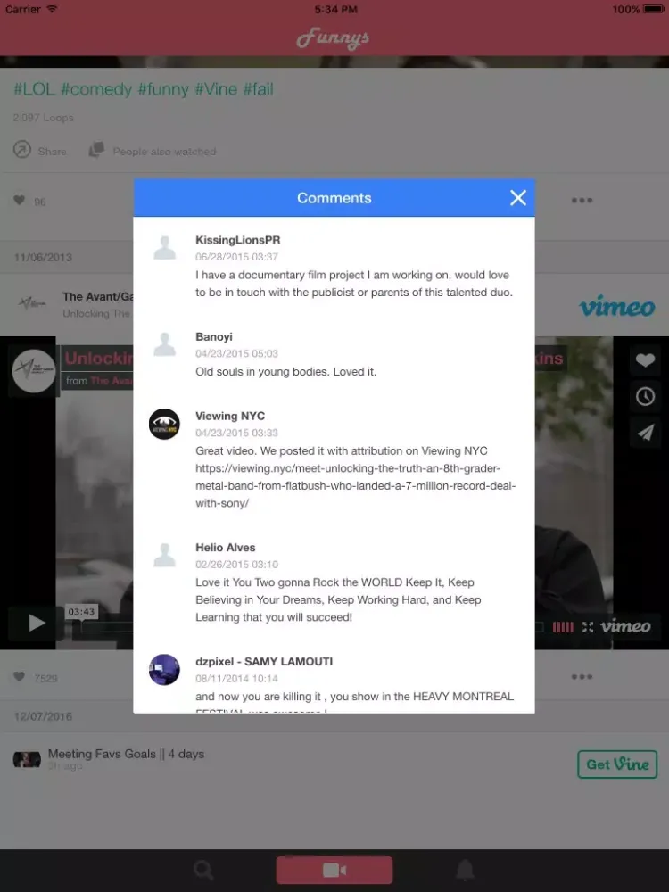 Funnys - Best funny videos for Vine, Vimeo & 9gag iPad  Screenshots