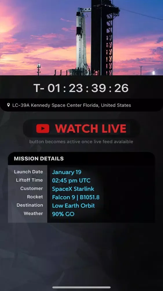 Spaceflight Alerts Screenshots