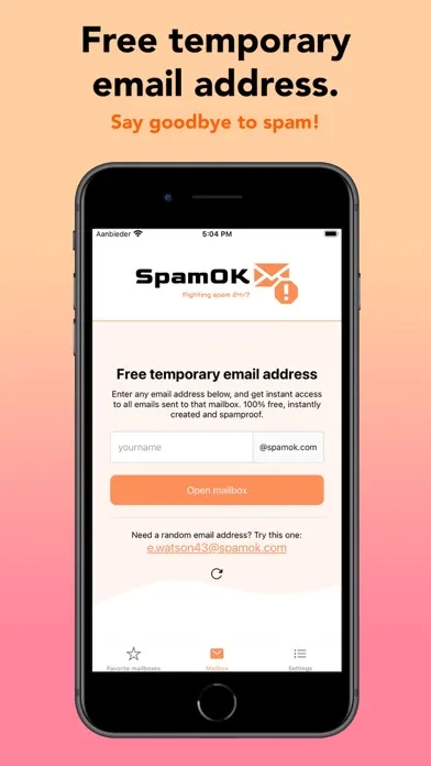 Скриншоты SpamOK temp email