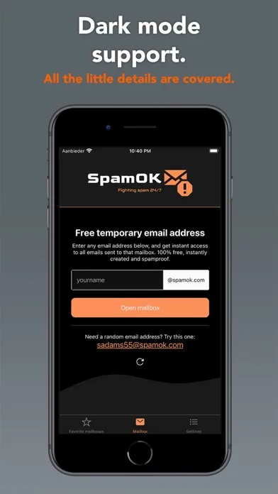 Скриншоты SpamOK temp email