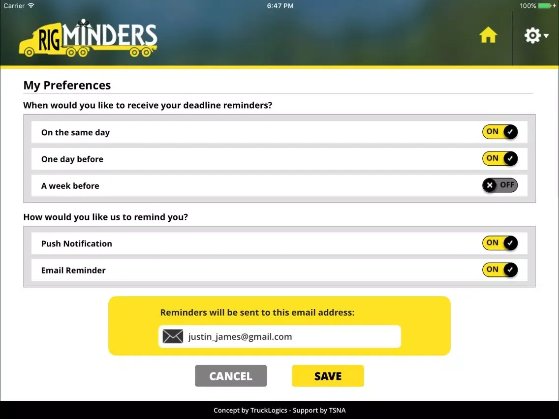 RigMinders - Truck Reminders iPad  スクリーンショット