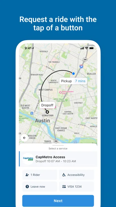 Captures d'écran de CapMetro Access – Austin TX