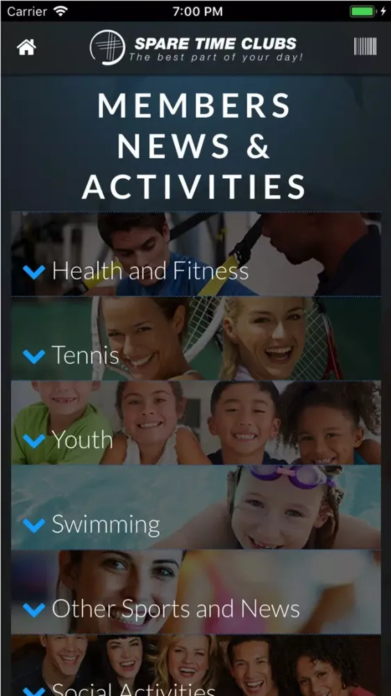 Spare Time Clubs Mobile App Screenshots