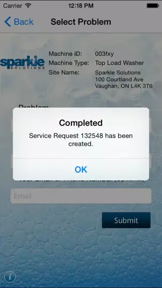 Sparkle Service Request App Screenshots