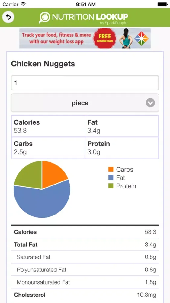 Captures d'écran de Nutrition Lookup by SparkPeople