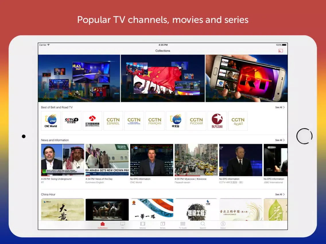 Capturas de pantalla de Belt and Road TV iPad 