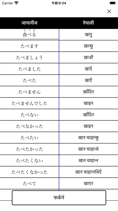 जापानी शब्दकोष स्क्रीनशॉट