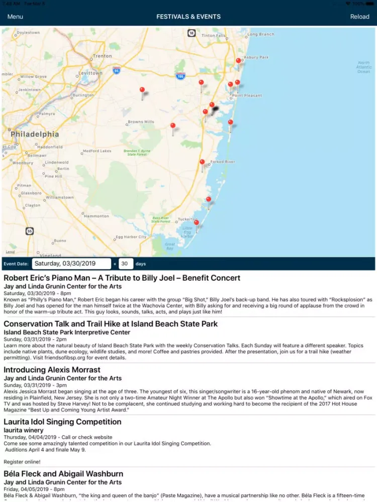 Ảnh chụp màn hình của Ocean County Festivals iPad 