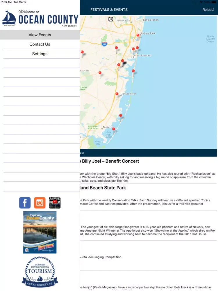 Ảnh chụp màn hình của Ocean County Festivals iPad 