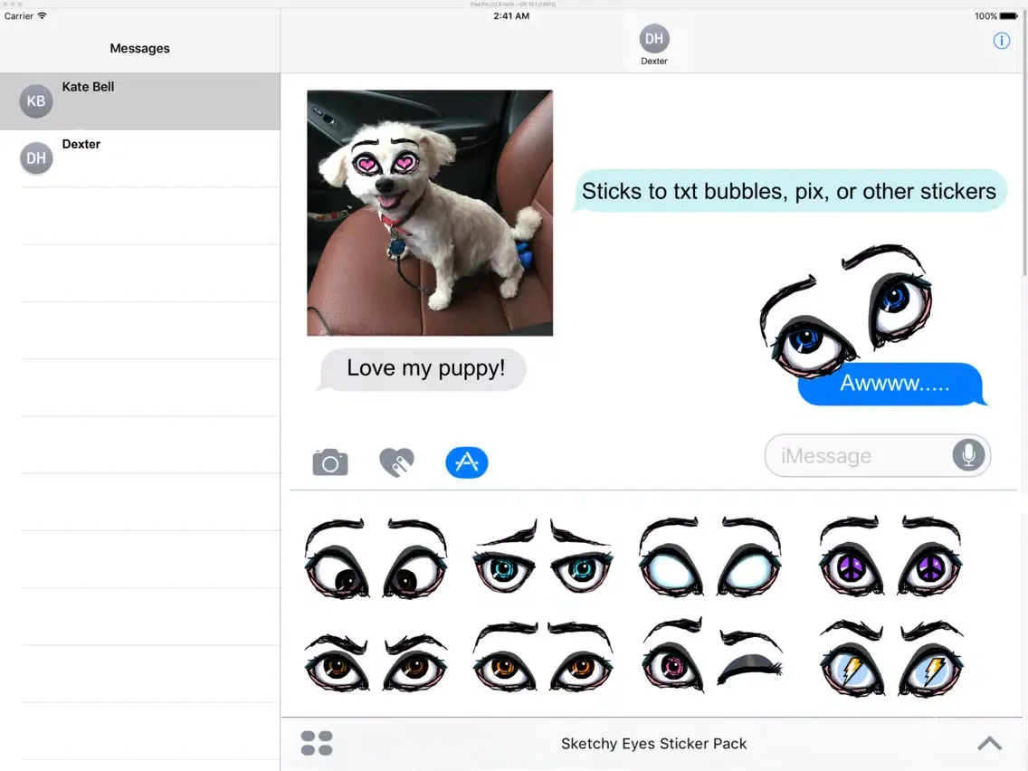 Screenshot di Sketchy Eyes add Expression to Texts Faces and Pix iPad