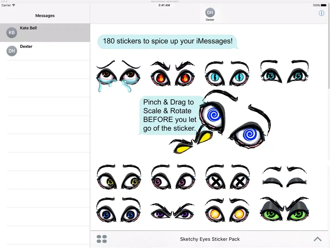 Screenshot di Sketchy Eyes add Expression to Texts Faces and Pix iPad